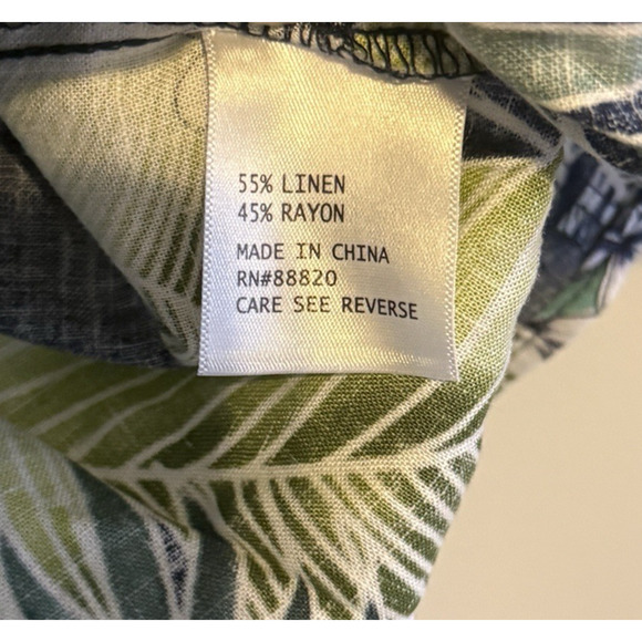 Panama Jack Top Women's Size 1X Green Blue Short Sleeve Floral Linen Beachy NWT - Picture 5 of 5